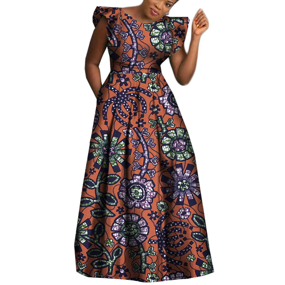 BRW African Dresses for Women Sexy Skirt African Print for Daily African Dresses Turkey Dresses for Women Luxury COTTON