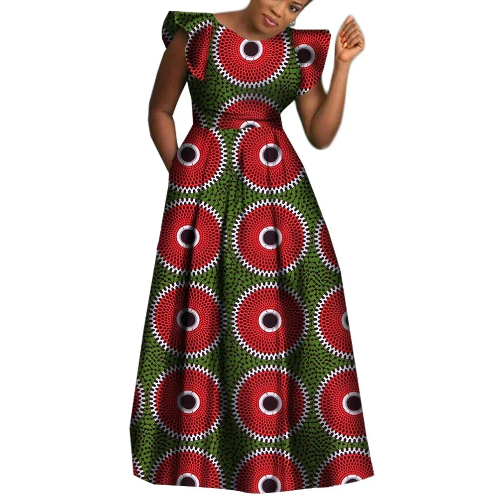 BRW African Dresses for Women Sexy Skirt African Print for Daily African Dresses Turkey Dresses for Women Luxury COTTON