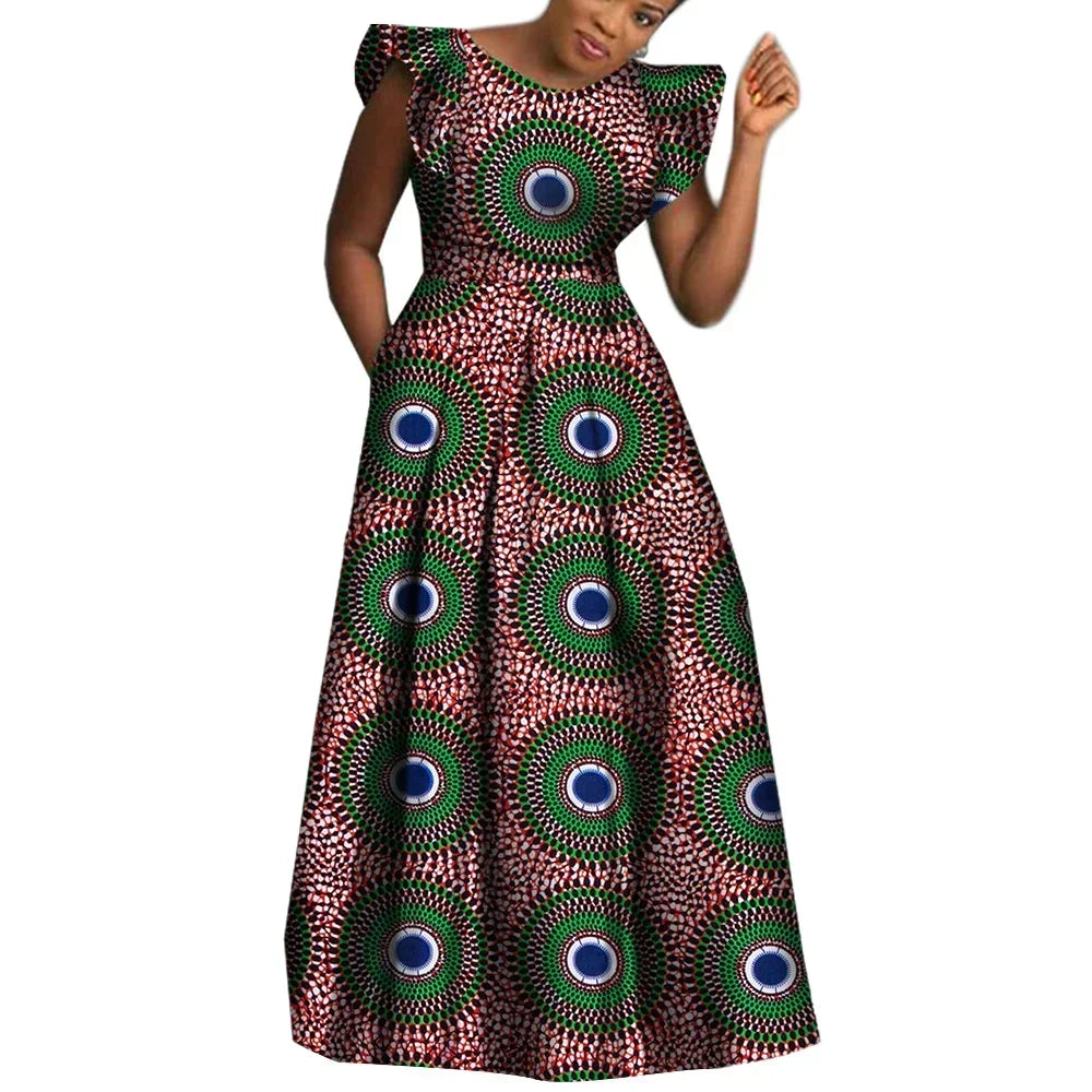 BRW African Dresses for Women Sexy Skirt African Print for Daily African Dresses Turkey Dresses for Women Luxury COTTON