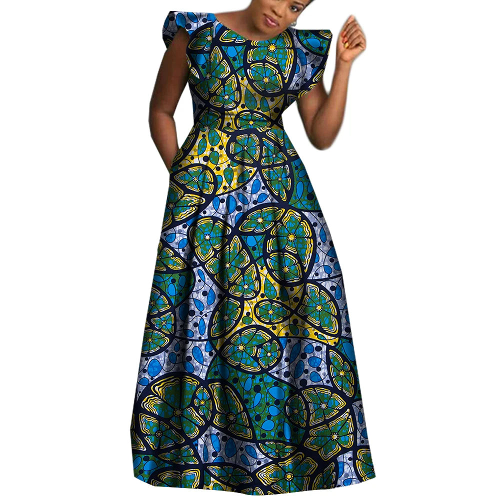 BRW African Dresses for Women Sexy Skirt African Print for Daily African Dresses Turkey Dresses for Women Luxury COTTON
