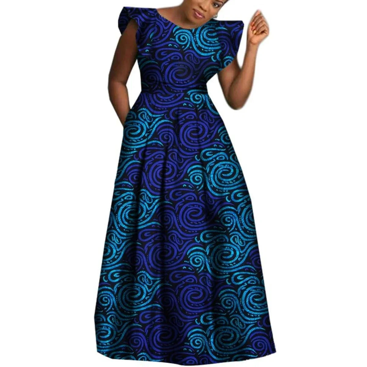 BRW African Dresses for Women Sexy Skirt African Print for Daily African Dresses Turkey Dresses for Women Luxury COTTON