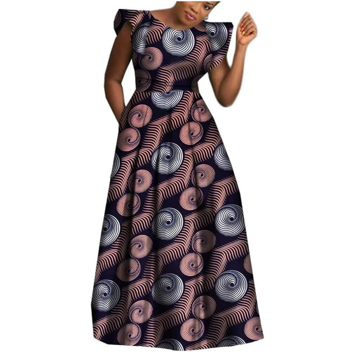 BRW African Dresses for Women Sexy Skirt African Print for Daily African Dresses Turkey Dresses for Women Luxury COTTON