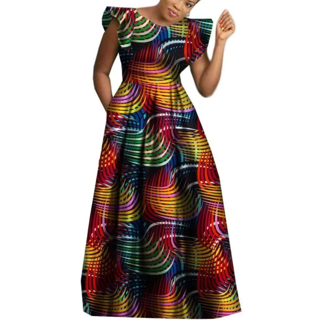 BRW African Dresses for Women Sexy Skirt African Print for Daily African Dresses Turkey Dresses for Women Luxury COTTON