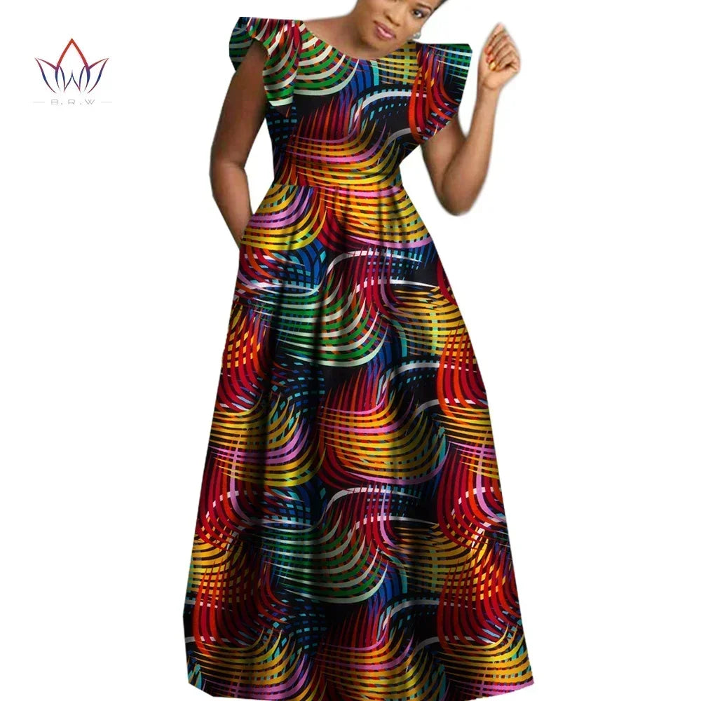 BRW African Dresses for Women Sexy Skirt African Print for Daily African Dresses Turkey Dresses for Women Luxury COTTON